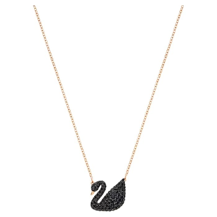 Swarovski Iconic Swan Jewelry Collection, Rose Gold Tone Finish, Black Crystals